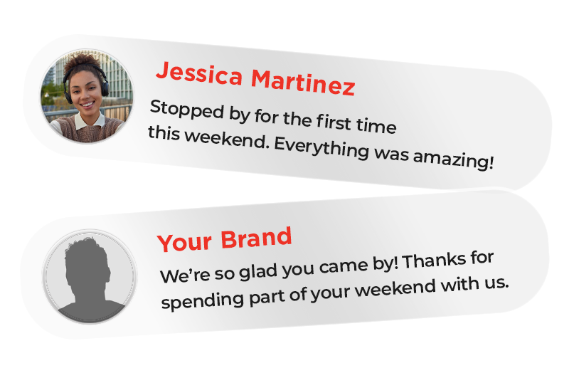 A positive customer comment and a thoughtful brand reply.