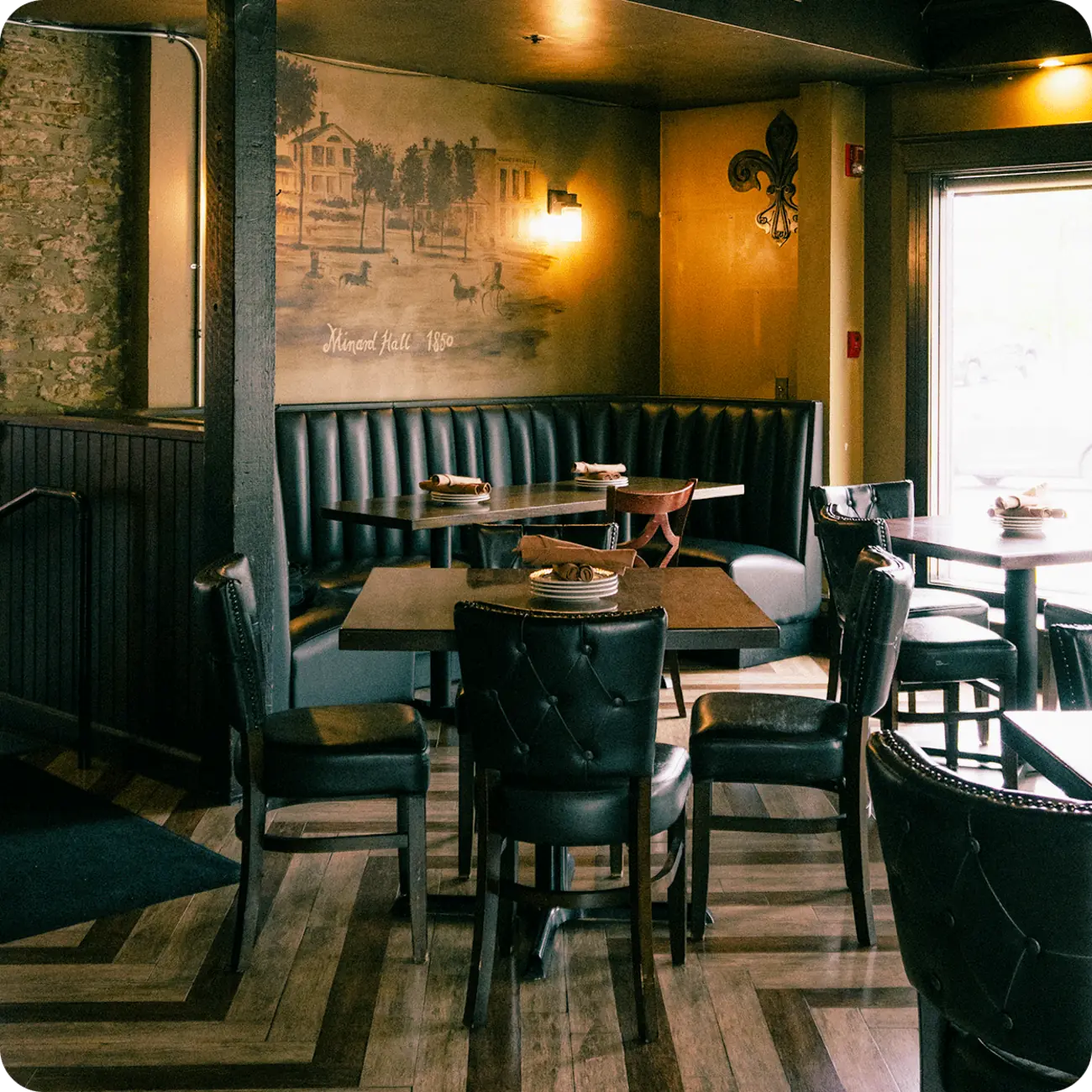 Dining room interior at The Office Dining and Spirits