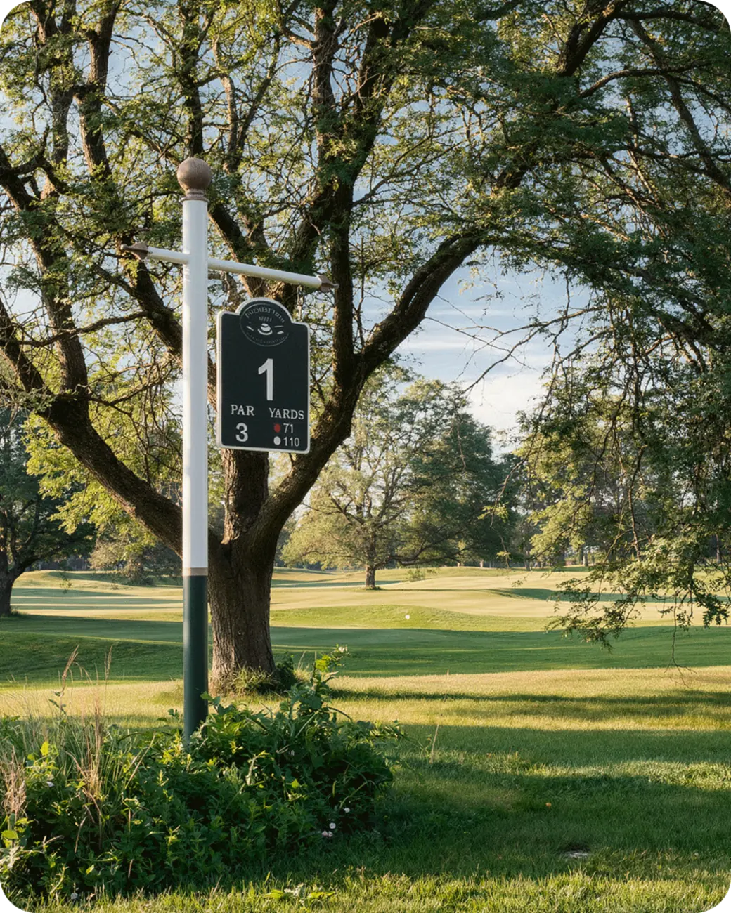 Hole one marker at Zigfield Troy golf course